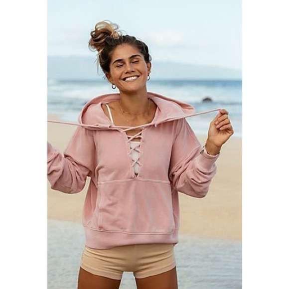 Free People Movement Gray Believer Sweat Hoodie Lace-Up Athleisure Small - Picture 14 of 15